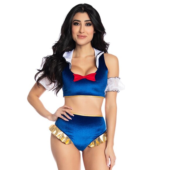Sexy Snow White Magic Mirror Halloween Costume 3 Piece Set Velvet Arm Cuffs - Picture 1 of 3